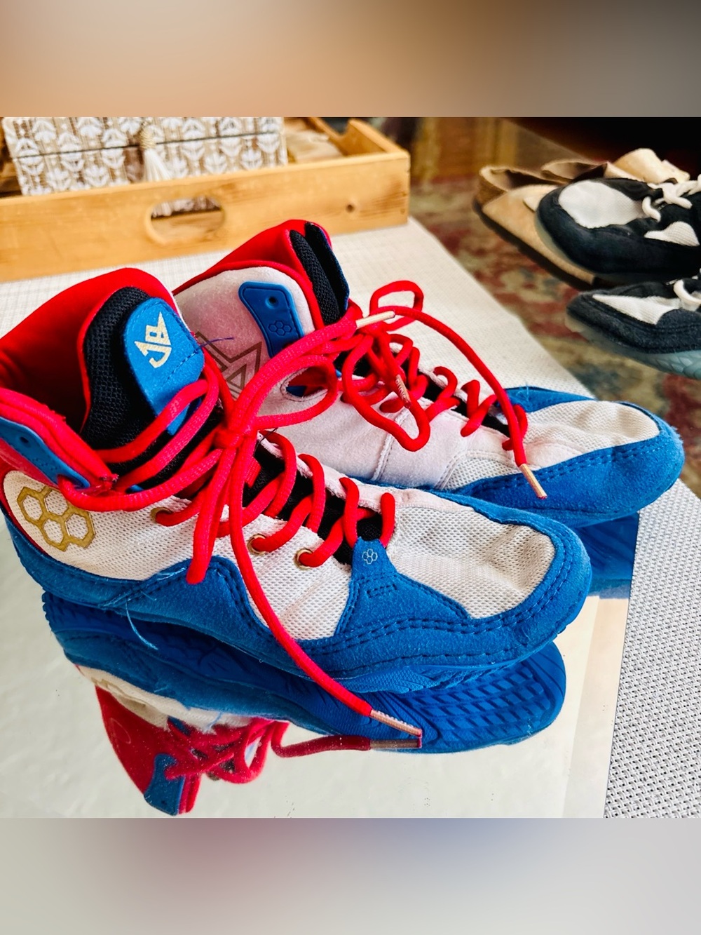 Women’s Athletic Sneakers in Blue, Red & White — Lightweight Support